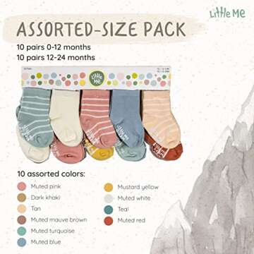 Little Me unisex baby Muted Colors 20 Pack Socks, Multi, 0-24 Months US
