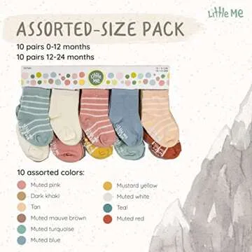 Little Me Unisex Baby Muted Colors Socks 20 Pack 0-24 Months