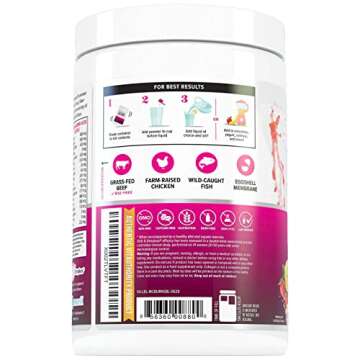 Multi Collagen Burn: Hydrolyzed Protein Peptides with Hyaluronic Acid, Vitamin C, SOD B Dimpless, Types I, II, III, V and X, Caffeine-Free Strawberry Lemonade Flavored 30 Servings