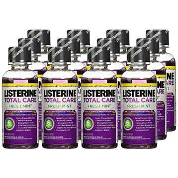 Listerine Total Care Fresh Mint Antiseptic Mouthwash, Travel Size 3.2 Ounces (95ml) - Pack of 2
