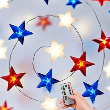 Battery Operated 16FT Red White Blue LED String Lights for Events