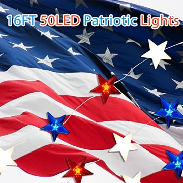 Battery Operated 16FT Red White Blue LED String Lights for Events