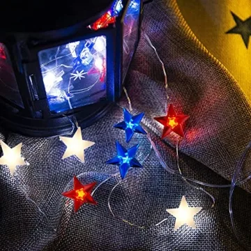 Battery Operated 16FT Red White Blue LED String Lights for Events