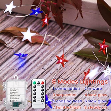 Battery Operated 16FT Red White Blue LED String Lights for Events