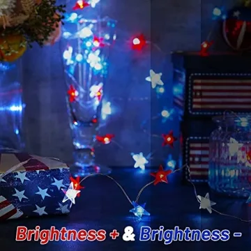 Battery Operated 16FT Red White Blue LED String Lights for Events
