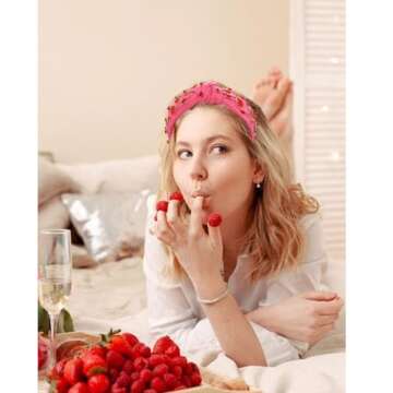 CEALXHENY Summer Fruit Headbands for Women Cute Apple Headbands Jeweled Rhinestone Knotted Headbands...