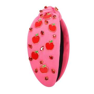CEALXHENY Summer Fruit Headbands for Women Cute Apple Headbands Jeweled Rhinestone Knotted Headbands Summer Beach Hair Accessories Outfits Vacation Gifts (Fruit G-Pink)