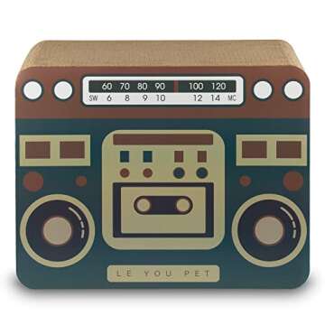 FantastiCat Cardboard Cat House Cat Scratcher for Indoor Cats (Vintage Radio), Multicolor, Ca001