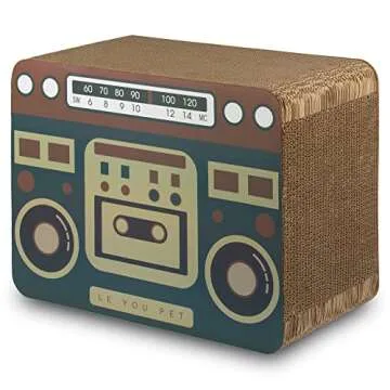 FantastiCat Cardboard Cat House Cat Scratcher for Indoor Cats (Vintage Radio), Multicolor, Ca001