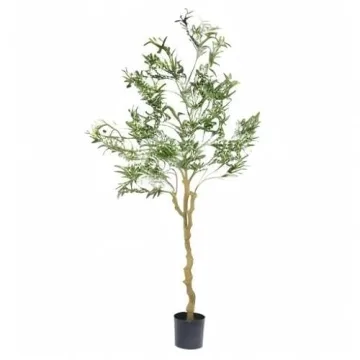 Nafresh Tall Faux Olive Tree，7ft（84in） Realistic Potted Silk Artificial Indoor with Green Leaves and Big Fruits for Home Office Living Room Bedroom Stairs Foyer Decor.
