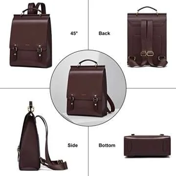 Cnoles Leather Backpack Purse for Women Stylish Casual Travel