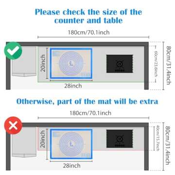 Nonstick Silicone Pastry Mat Extra Large with Measurements 28''By 20'' for Silicone Baking Mat, Counter Mat, Dough Rolling Mat,Fondant/Pie Crust Mat By Folksy Super Kitchen