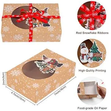 OurWarm 12pcs Christmas Cookie Gift Boxes Treat Boxes for Holiday Gift Giving and Christmas Party Su...