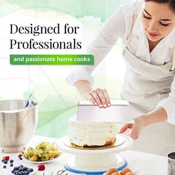 Bleteleh Large Bench/Dough/Cake Scraper, Icing Smoother Spreader, 10-inch Long Stainless Steel Blade, with white Polypropylene Handle