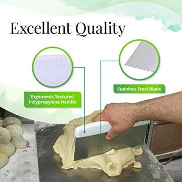 Bleteleh Large Bench/Dough/Cake Scraper, Icing Smoother Spreader, 10-inch Long Stainless Steel Blade, with white Polypropylene Handle
