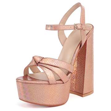 Mettesally Women's Heeled Sandals,Open Toe Ankle Strap Platform Sandals,Chunky Heel Summer Dress Sho...