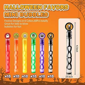 60 Pcs Halloween Bubble Wands Party Favors for Kids Halloween Treats Goodie Bag Stuffers Pinata Fill...
