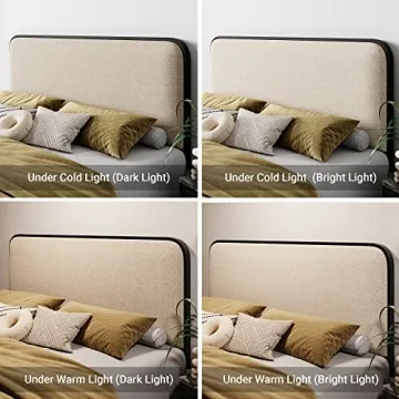 Allewie Queen Metal Bed Frame with Upholstered Headboard