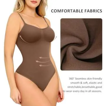 FeelinGirl Shapewear Tummy Control Bodysuits for Women Seamless Body Sculpting Shaper Thong Shapewear Brown XS-S