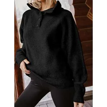 Dokotoo Womens Plus Size Sweaters Polo Collar High Neck Turtleneck Mockneck Long Sleeve Pullovers Ribbed Knit Casual Winter Fall 2023 Sweater Black Small