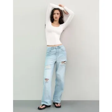 PUMIEY Scoop Neck Long Sleeve Tops for Elegant Comfort