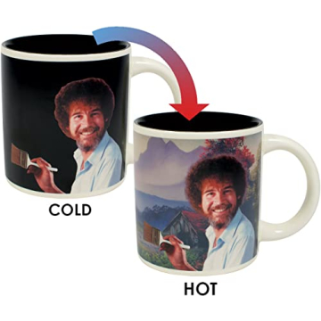 The Unemployed Philosophers Guild Bob Ross Heat Changing Mug - Add Coffee or Tea and a Happy Little Scene Appears - Comes in a Fun Gift Box