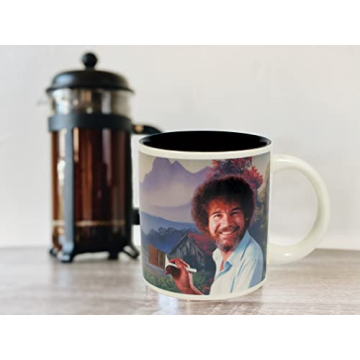 The Unemployed Philosophers Guild Bob Ross Heat Changing Mug - Add Coffee or Tea and a Happy Little Scene Appears - Comes in a Fun Gift Box