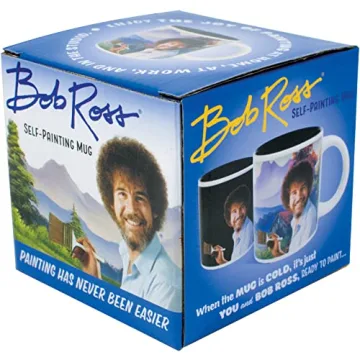 The Unemployed Philosophers Guild Bob Ross Heat Changing Mug - Add Coffee or Tea and a Happy Little Scene Appears - Comes in a Fun Gift Box