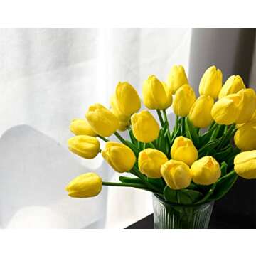 Nubry 30pcs Artificial Tulip Flowers Fake Real Touch Tulips Flower Bouquet for Wedding Arrangements ...