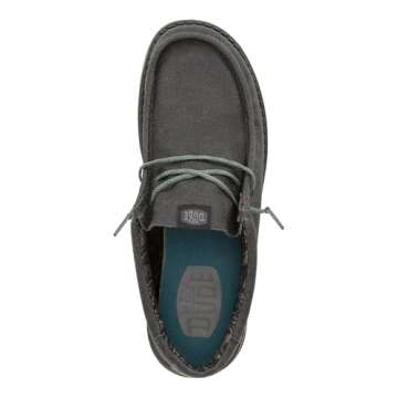 Hey Dude Men's Wally Washed Canvas - Lightweight Slip On Loafers for Comfort