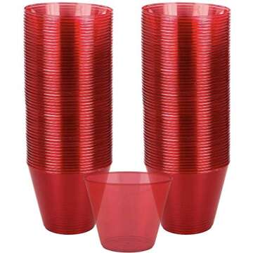 Apple Red Disposable Plastic Cups - 9 oz. (72 Pieces) - Perfect for Parties and Celebrations
