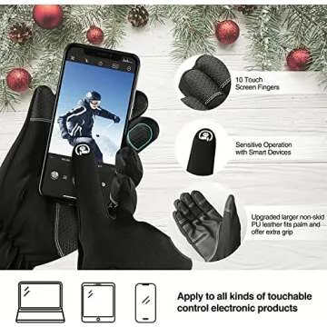 Balhvit -10℉ Waterproof Winter Gloves for Men & Women, Breathable Thermal Gloves, 5-Layer Touch Screen Cold Weather Gloves (Pink, Large)