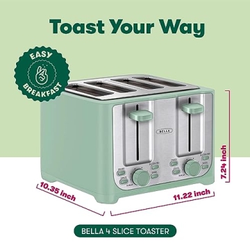 BELLA 4-Slice Toaster with Auto Shut Off & Wide Slots