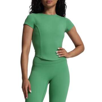 Aoxjox Women's Short Sleeve T-Shirts GEO Baby Tee Workout Gym Yoga Crop Top Without Built-in Bra (Bo...