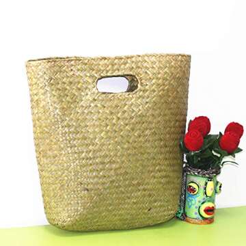 Model Worker Women's Classic Straw Summer Beach Sea Shoulder Bag Handbag Tote