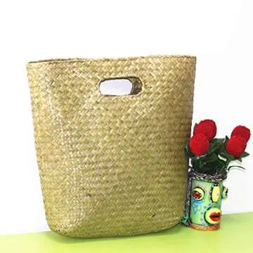 Model Worker Women's Classic Straw Summer Beach Sea Shoulder Bag Handbag Tote