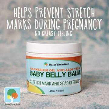Raise Them Well Natural Belly Balm for Pregnancy with Magnesium Oil, Aloe Vera, Jojoba Coconut and Lavender Oil & Beeswax | 4 fl oz