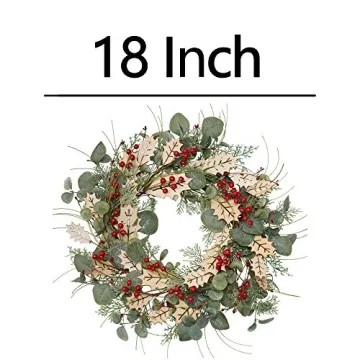 Elegant 18 Inch Christmas Wreath for Doors and Decor