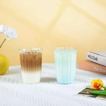 Koythin Ribbed Coffee Mug Set - Stylish Glass Cups