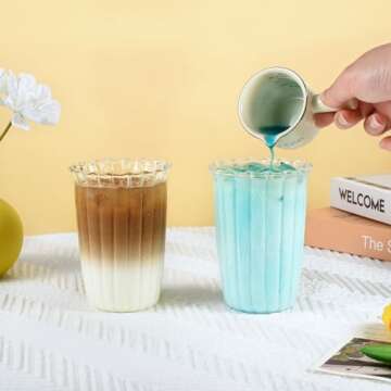 Koythin Ribbed Coffee Mug Set - Stylish Glass Cups