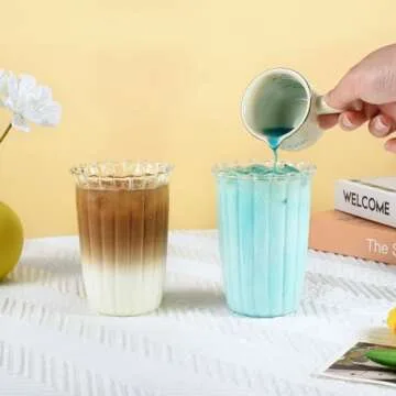 Koythin Ribbed Coffee Mug Set - Stylish Glass Cups