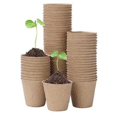 Oubest Peat Plant Pots - 3" Biodegradable Seed Starter Kit - 50 Pack