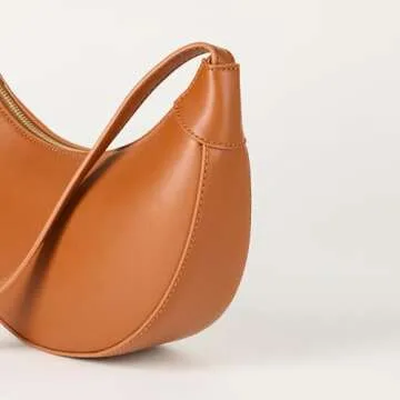 Stylish Kinsley Crescent Crossbody Bag in Cognac - The Drop