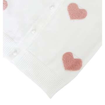 Baby Toddler Girls Cardigan Sweater Knit Ruffles Button-Down Jacket Outwear Autumn Winter Cotton Coat Tops Clothes(Heart-White,3-4T)