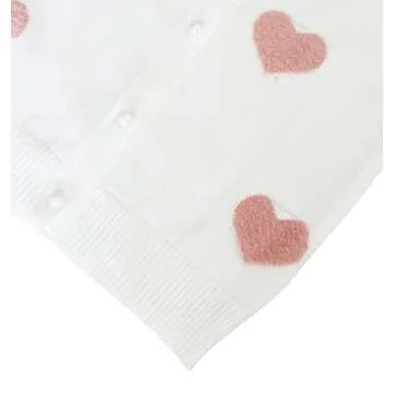 Baby Toddler Girls Cardigan Sweater Knit Ruffles Button-Down Jacket Outwear Autumn Winter Cotton Coat Tops Clothes(Heart-White,3-4T)