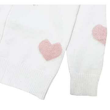 Baby Toddler Girls Cardigan Sweater Knit Ruffles Button-Down Jacket Outwear Autumn Winter Cotton Coat Tops Clothes(Heart-White,3-4T)