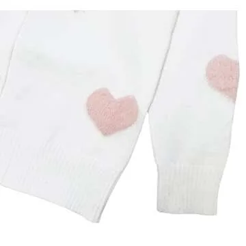 Baby Toddler Girls Cardigan Sweater Knit Ruffles Button-Down Jacket Outwear Autumn Winter Cotton Coat Tops Clothes(Heart-White,3-4T)