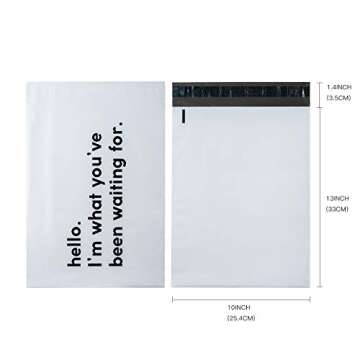 RUSPEPA Poly Mailer Shipping Bag with Self Sealing, Business Text Printed Design 2.3 Mil Heavy Duty Self Seal Mailing Envelopes, 100 Pack 10 x 13 inches, White