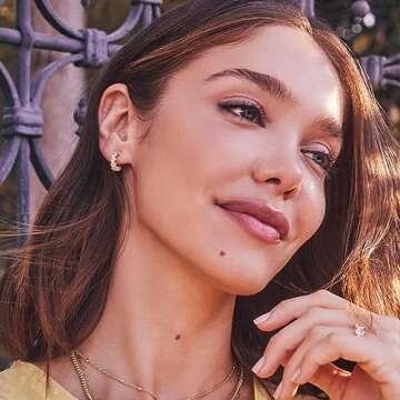 Kendra Scott Cailin 14k Gold-Plated Brass Crystal Huggie Earrings in White Crystal, Fashion Jewelry For Women