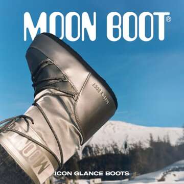 Moon Boot Icon Junior Glance Snow Boots for Kids, 7-9.5 Little Kid, Silver